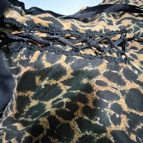 Royal Bones Leopard Print A-line Sundress Sweetheart Neckline - Picture 3 of 4